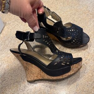 Elegant Black Wedge Sandals